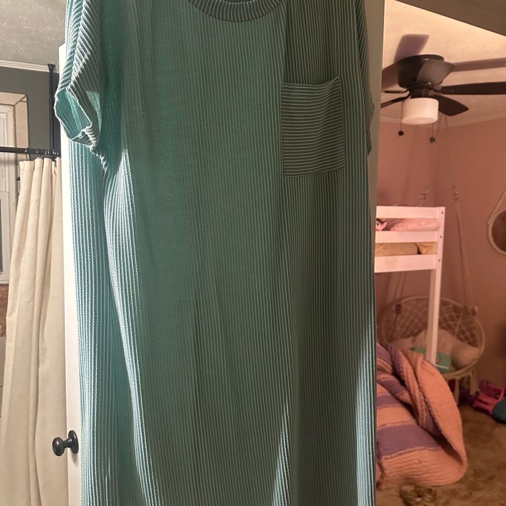 Green Striped T-Shirt Dress